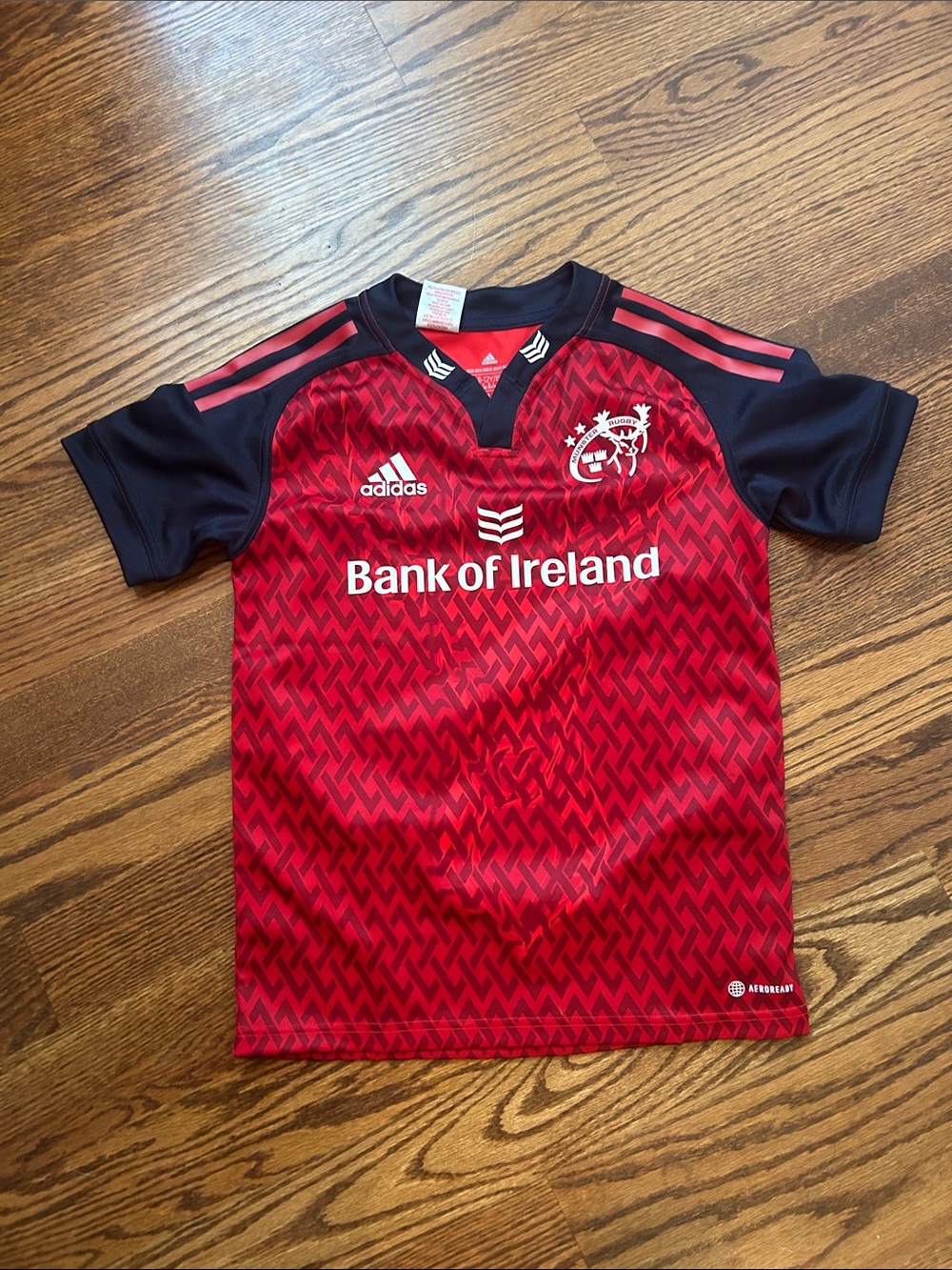 Adidas Kids Munster Rugby Red & Black Bank of Ireland Soccer Jersey-11Y